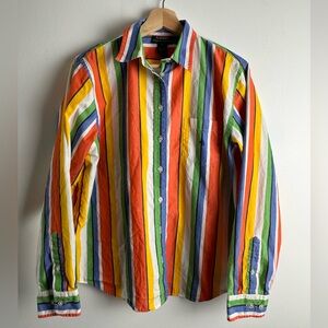 Ralph Lauren 100% cotton Vibrant Striped Womens button down shirt - Large